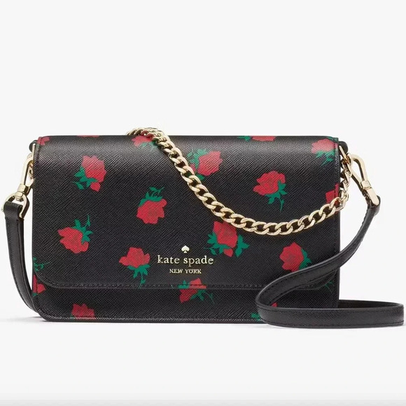 Kate Spade  Madison Rose Toss Printed Small Flap Crossbody NWT - Picture 1 of 11